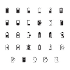 Large Ultimate Set of 30 Battery Power Vector Icons