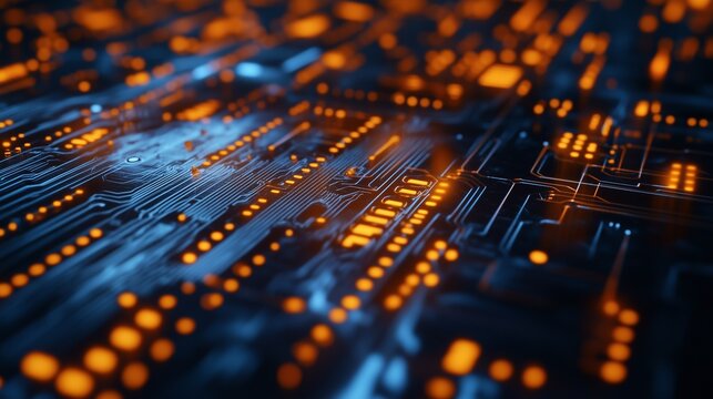 Abstract background of computer circuit board. Animation code data for management in realistic video. Computer a digital board with a digital circuit and a digital interface. Conceptual lifestyle.
