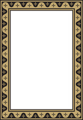 Vector black and gold square gothic ornament. Medieval European rectangle, border. Classic pattern of the Germans, Angles, Saxons, Franks.