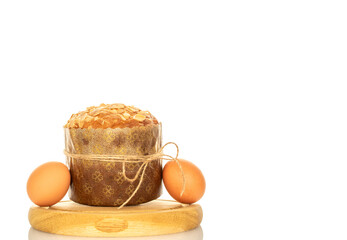 Traditional Easter cake isolated on white background, close-up.