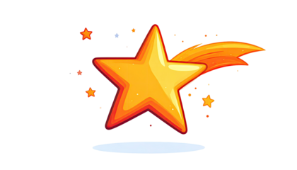 Pixelated star with comet trail