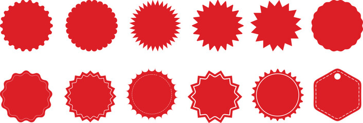 Set of sale sticker, price tag, starburst, quality mark. Sunburst badges. Design elements for sale sticker, price tag, quality mark, shopping labels. Special offer. Price stickers in star shapes