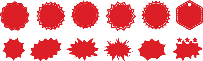 Set of sale sticker, price tag, starburst, quality mark. Sunburst badges. Design elements for sale sticker, price tag, quality mark, shopping labels. Special offer. Price stickers in star shapes