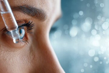 Applying eye drops for better vision health in a bright and vibrant setting
