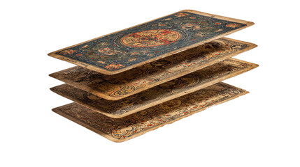 Antique Tarot Cards Floating isolated on transparent background