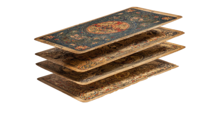 Antique Tarot Cards Floating isolated on transparent background