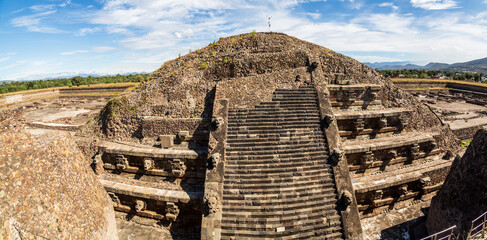 Panoramic view over pyramid of Teotihuacan in Mexico on a clear day. Teotihuacan, Mexico