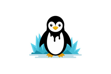 frosty penguin on a white background