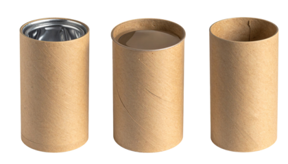 Three cardboard tubes with metal lids