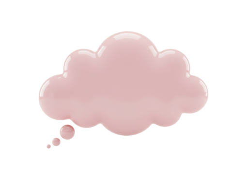 Isolated Pink Glossy Thought Bubble Conversation Cloud Message Balloon Speech Bubble
