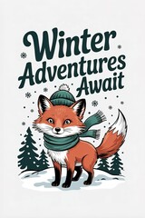Winter Adventures Await Cute Fox in a Cozy Hat and Scarf