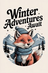Winter Adventures Await Cute Fox in a Cozy Winter Scene