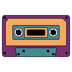Colorful Music Cassette Illustration, Vintage audio cassette background. Retro music concept.