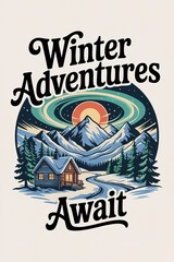 Winter Adventures Await in Snowy Mountain Landscape with Cosmic