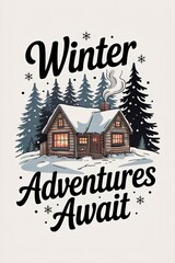 Winter Cabin Adventures Await in Snowy Forest