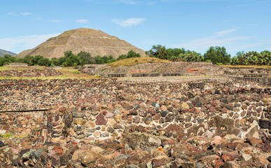 Ruins and pyramid of the Sun of Teotihuacan, Teotihuacan, Mexico