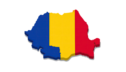 3D map of Romania with flag colors