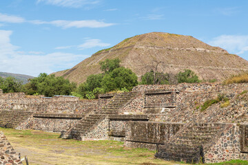 Ruins and pyramid of the Sun of Teotihuacan, Teotihuacan, Mexico
