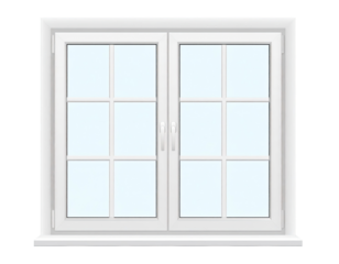 White double-hung window with divided panes