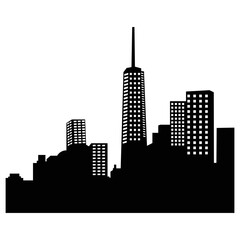 Obraz premium City silhouette vector, panoramic city background. Black vector city silhouette, black city silhouette, modern city, tall buildings