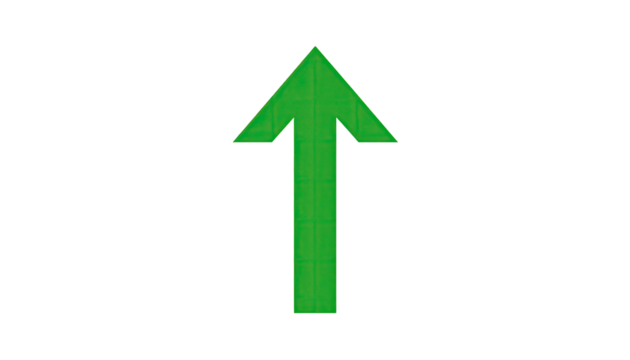 Green upward pointing arrow on black background