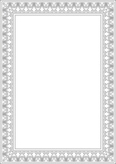 Classic greek black outline square ornament. Vector pattern, ancient hellenic rectangle. European border.