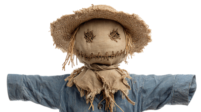 Rustic Scarecrow Head isolated on transparent background