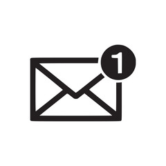 Vector art of new message icon vector illustration of an envelope with a notification badge, indicating an unread email or message in a clean and modern design