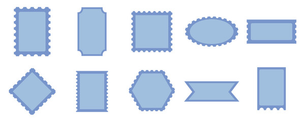 Set of stamp border vector, blank stamp on white background. Stamp in flat design, blank stamp