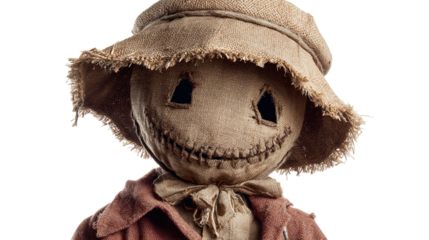 Creepy Scarecrow Portrait isolated on transparent background