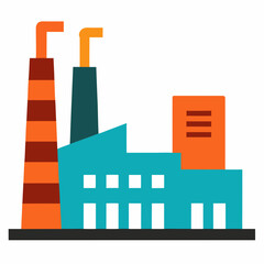 factory with smoke and chimney