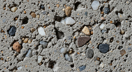 Closeup of Exposed Aggregate Concrete Surface with Varied Stones.