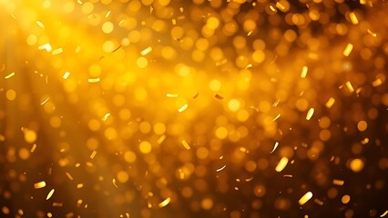 Golden confetti falling gracefully against a warm abstract background, evoking celebration.
