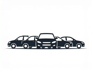 Fototapeta premium Group of Car Silhouette isolated white background. Vector Illustration