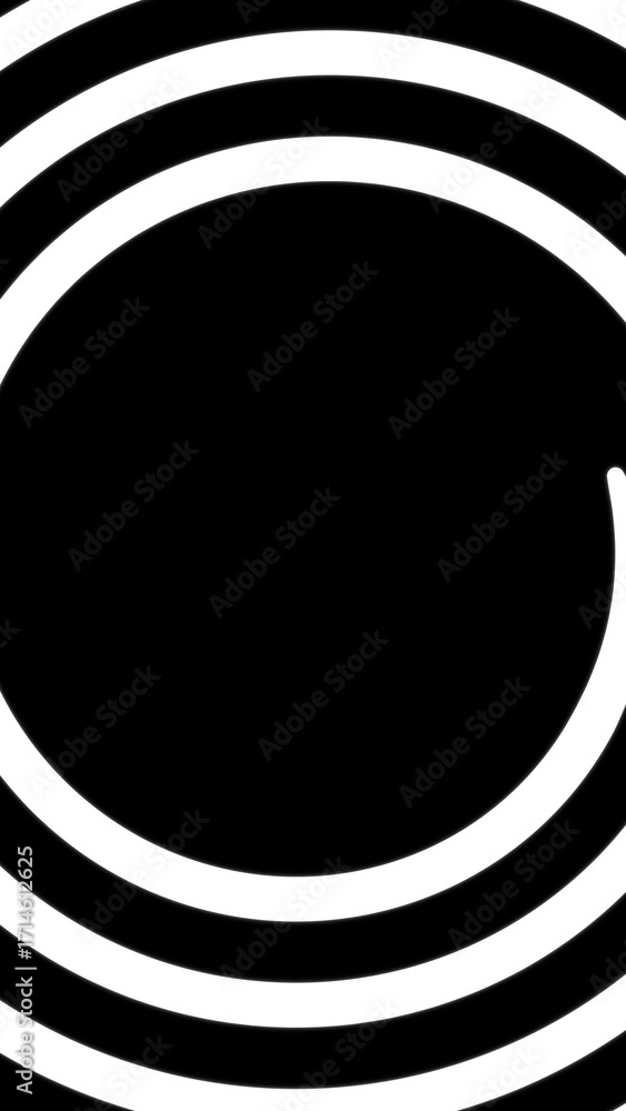 Poster abstract black and white hypnotic spiral animation. seamless looping background of a spinning vortex