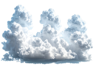 Cumulus clouds against a black background