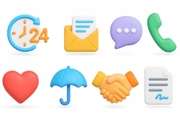 Colorful 3d icons for communication and services