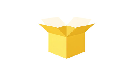 Simple Icon of an Open Yellow Cardboard Box