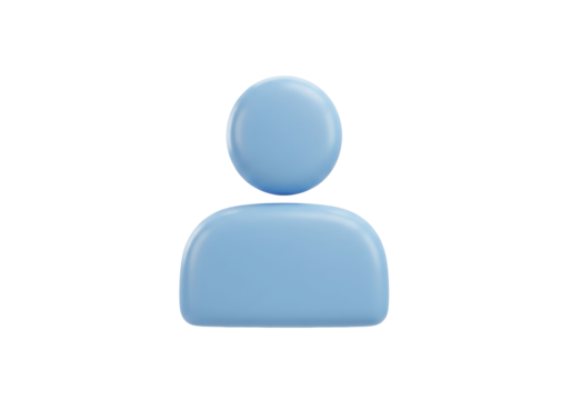 Isolated user icon rendering in blue tone. User profile, membership, or sign in icon
