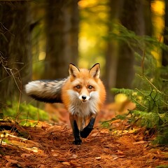 Red fox in autumn forest