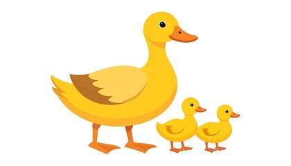 Adorable yellow duck family illustration
