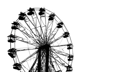 Fototapeta premium Ferris Wheel Line Art isolated on transparent background