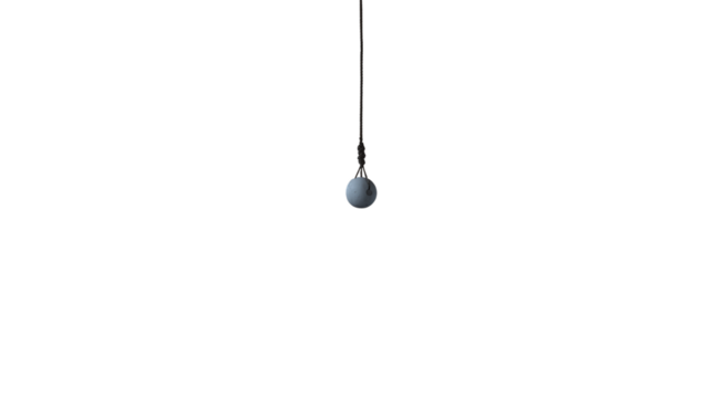 Suspended sphere, dark concept isolated on transparent background
