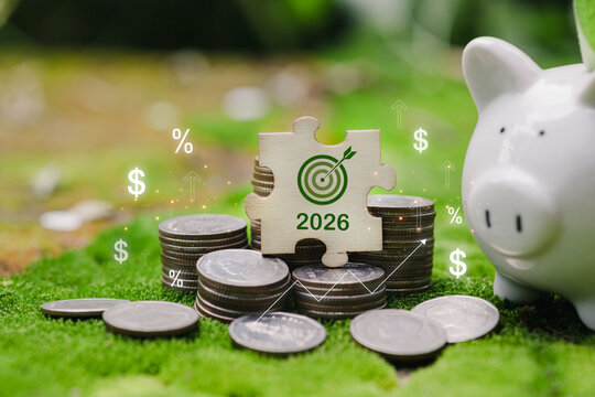 A cute pink piggy bank with a coin slot rests on a bed of dollars, symbolizing financial savings and investment