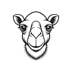 Camel head icon unique camel face silhouette on white background