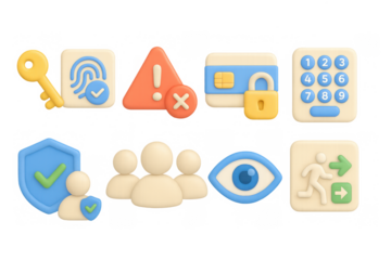 Colorful 3d security icons for data protection and online safety
