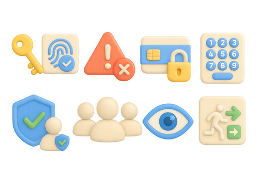 Colorful 3d security icons for data protection and online safety