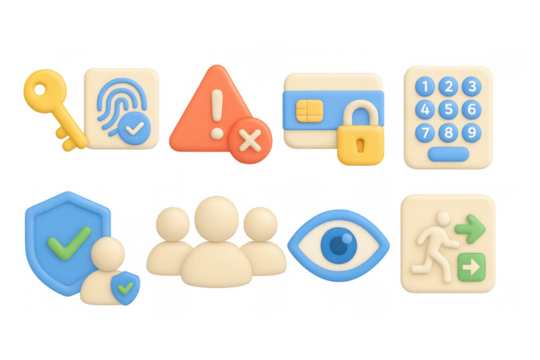 Colorful 3d security icons for data protection and online safety