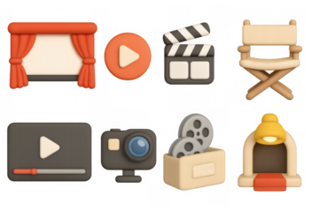 3d cinema and media icons collection for creative projects