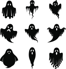 Halloween Ghost Silhouette Vector Set